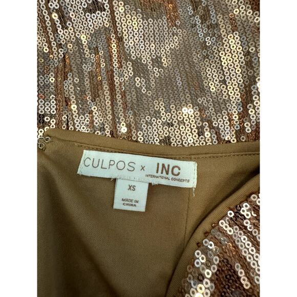 NWT Culpos x INC Rose Gold Sequin Fitted Midi Skirt - Picture 4 of 7